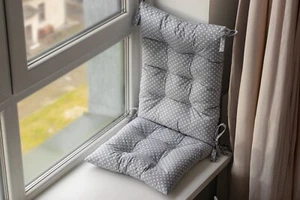 Set of cushions for rocking chairs, chairs pillow, pad with ties, gray polka dot - Picture 1 of 4