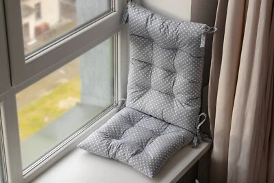 Set of cushions for rocking chairs, chairs pillow, pad with ties, gray polka dot - Image 1 of 4