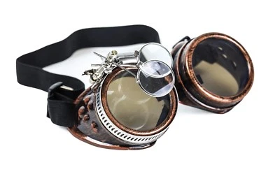Steampunk Victorian Welding Copper Goggles 2X Lens Scissors Punk Goth Cosplay - Image 1 of 3