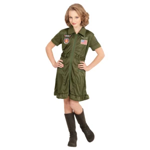 Army Pilotin-Kostüm für Frauen Oliv XS 32 Uniform Jet Pilotin Damen-Outfit - Bild 1 von 3