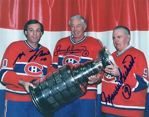 Richard, Beliveau, Lafleur Montreal Canadiens Autographed 8x10 Photo w/COA