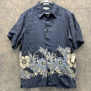 Chereskin Shirt Men Medium Adult Blue Button Down Outdoors Floral Slik Floral - Picture 1 of 13