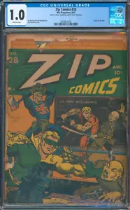 Zip Comics #28 (1942) ⭐ CGC 1.0 ⭐ Classic WWII Cover! Seltener Golden Age MLJ Comic - Bild 1 von 3