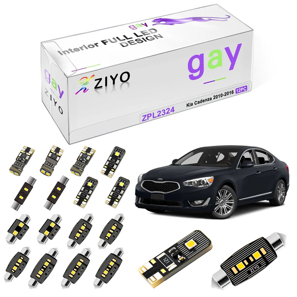 Paquete de kit de luces LED interiores blancas de lujo de 12 luces para Kia Cadenza 2010-2016 Foto 1 de 4