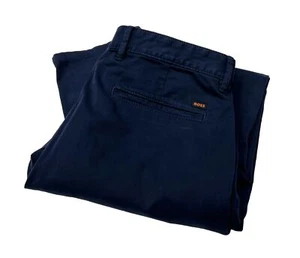 Hugo Boss Men's Slim Fit Chinos In Stretch-Cotton Satin In Dark Blue