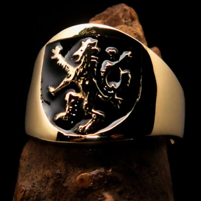 RAMPANT LION RING, MENS MEDIEVAL RING, COSTUME RING SCOTTISH SEAL BLACK SIZE 14 - Image 1 of 4