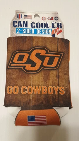 OSU OKLAHOMA STATE COWBOYS KOOZIE CAN COOLER NEW DOUBLE SIDED FLAT Cover