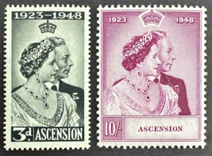 Ascension 1948 Scott # 52-53 Set of 2 MNH Stamps Silver Wedding - Picture 1 of 2