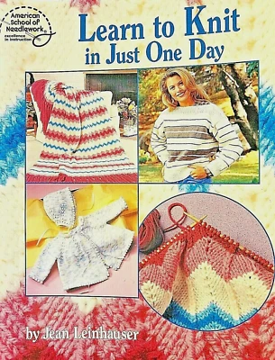 American School Needlework 1210 LEARN TO KNIT IN ONE DAY 1994 34pg booklet - Image 1 of 4