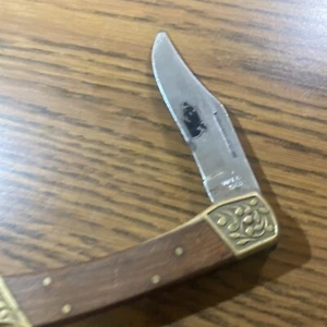 WILD BOAR SINGLE BLADE LOCKING POCKET KNIFE DAMAGED BLADE Brass/ Wood - Picture 1 of 8