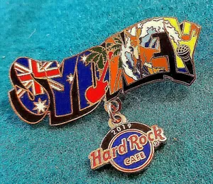 SYDNEY 2019 SALUDOS BANDERA SURF CANGURO MICRÓFONO LOGO Hard Rock Café PIN - Imagen 1 de 1