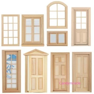 Maßstab 1:12 Puppenhaus Miniatur Holz Unpainted Tür Fenster Möbel DIY Zubehör - Bild 1 von 20