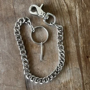 17" Silver Chain Link Steel Wallet Chain Biker Trucker Key Chain Punk Pants - Picture 1 of 5