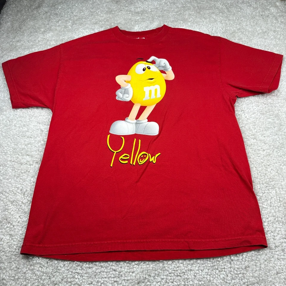 Camiseta Vintage Masculina XL Vermelha M&M's Grande Gráfica Vintage Anos 00 Amarela Penut MM - Imagem 1 de 4
