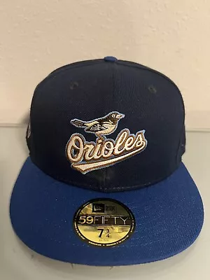 New Era 59FIFTY Baltimore Orioles Navy The Blues 50th Anniversary Sz 7 3/4 - Image 1 of 4