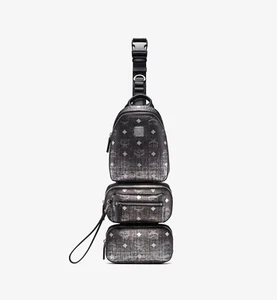 $995 MCM Black Silver Gradien Visetos Trey 4-in-1 Sling Belt Bag MUL9ARN11SV001 - Picture 1 of 8
