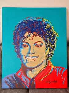 ANDY WARHOL OIL ON CANVAS PAINTING SIGNED AND SEALED STAMPED 71CM X 57CM - Picture 1 of 7