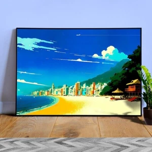 Japan, Okinawa, city on the bay — City Pop art, anime landscape poster - Picture 1 of 12