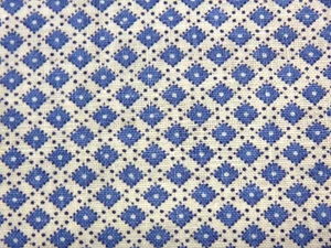 Vintage Feedsack Stoff voll offen blaue Diamanten und schwarze kleine Punkte 38 x 46,5 Zoll - Bild 1 von 11