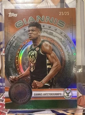 2025-26 Topps Flagship Giannis Antetokounmpo #25/25 MVP Inserto de bóveda SSP Foto 1 de 2
