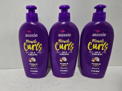 3 Aussie Miracle Curls Leave-In Detangling Milk Paraben Free 6.7 oz *New* - Image 1 of 4
