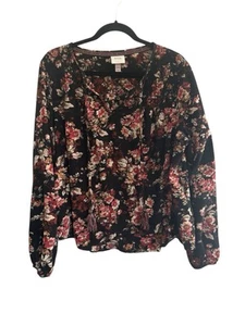 Top campesino Knox Rose XXL negro floral borla con borla #4852 - Imagen 1 de 12