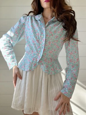 Top vintage Avon Calico floral estilo peplum  Foto 1 de 4