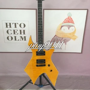 Warlock Trans Yellow Electric Guitar HH Pickups Coloful Inlay FR Bridge Stock - Bild 1 von 7