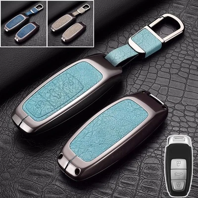Alloy Leather Car Key Fob Case Cover For Audi A3 A6 A7 RS7 A8 S8 Q8 S3 S6 E-Tron - Image 1 of 4