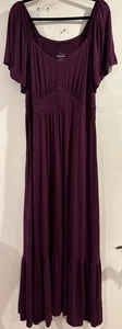 Torrid Women Tiered Maxi Dress Flutter Sleeve Purple Plus SZ 2X (18-20) - Picture 1 of 9