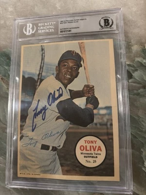 1967 Topps Poster Pin-Ups #18 Tony Oliva Signed Auto Beckett - Image 1 of 4
