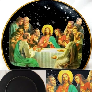 LAST SUPPER JESUS WITH DISCIPLES ROUND COLLECTOR PLATE WITH NIGHT TIME STARS - Picture 1 of 7