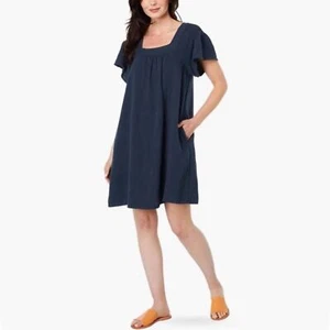 Madewell -women’s Lightspun cotton butterfly square neck mini dress navy blue XS - Picture 1 of 6