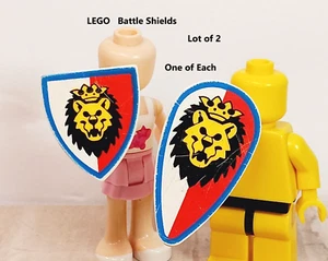 LEGO Lion Shield Lot of 2 Red White Crowned Cat Kings Army Castle Knight Armor - Picture 1 of 1