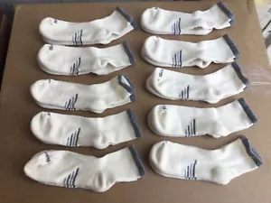 No Nonsense Cushioned Ankle Socks Size Medium 10 Pair Off White w/ Grey #653R - Picture 1 of 2