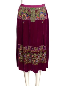 OSCAR DE LA RENTA- Embroidered Velvet Skirt, Size-10 - Picture 1 of 6