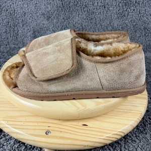 Hammacher Schlemmer Slippers Men Size 14 XXL Suede Sheepskin Adjustable Open Toe - Picture 1 of 10
