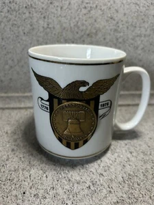 Vintage Liberty Bell USA Bicentennial Medallion Coin Coffee Mug 1776-1976 Eagle - Picture 1 of 4