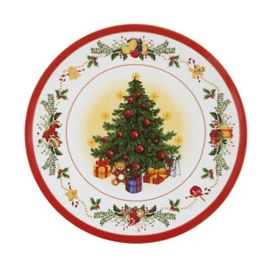 Panettone Teller Weihnachtsbaum 31 cm Porzellan rot - Bild 1 von 5