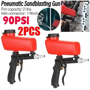 2 X Portable Handheld Air Compressor Speed Sand Gun Blaster Sand Blasting 1/4 in - Picture 1 of 10