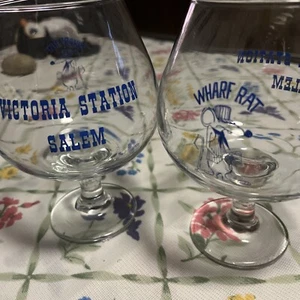Two Wharf Rat /Victoria Station Salem , MA Glass Cups - Picture 1 of 3