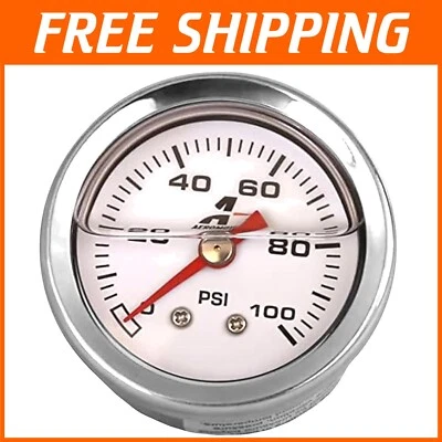 Stainless Steel Fuel Pressure Gauge 0-100 PSI, Liquid Filled, 1.5'' Dial - Image 1 of 4