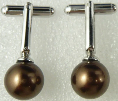 Fashion Mens Cufflinks Sea Shell Pearl Jade Tigereye Cuff Links Christmas Gift - Image 1 of 4