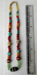 POWERFUL! Vintage Tharu Tibet Tibetan Dzi Bead & Ancient Beads Shaman Necklace - Picture 1 of 4
