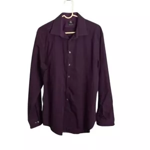 Calvin Klein XL 17 34/35 Mens Slim Fit Non-Iron Dress Shirt Purple Striped 100% - Picture 1 of 8