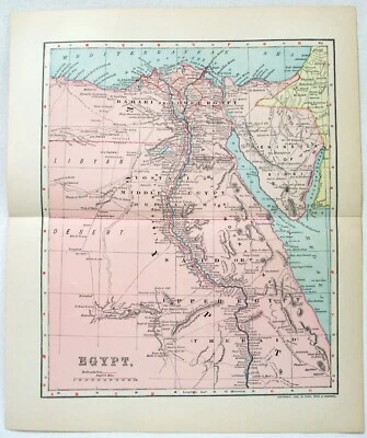 Egypt - Original 1903 Map by Dodd Mead & Company. Egypt Antique - Image 1 of 3