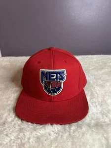 Mitchell Ness New Jersey Nets SnapBack  Cap Red Preowned - Picture 1 of 11