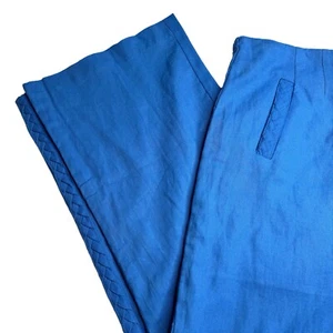 Jason Wu Linen Blend Wide Leg Pants Braided Trim Nautical Coastal Grandma NWOT - Picture 1 of 11