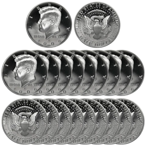 2006 S Kennedy Half Dollar Roll Gem Deep Cameo CN-Clad Proof 20 US Coins Cover