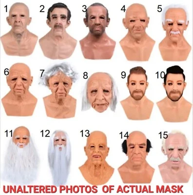 Realistic Latex Face Mask Halloween Cosplay Old Man Costume Disguise Fancy Dress - Image 1 of 4